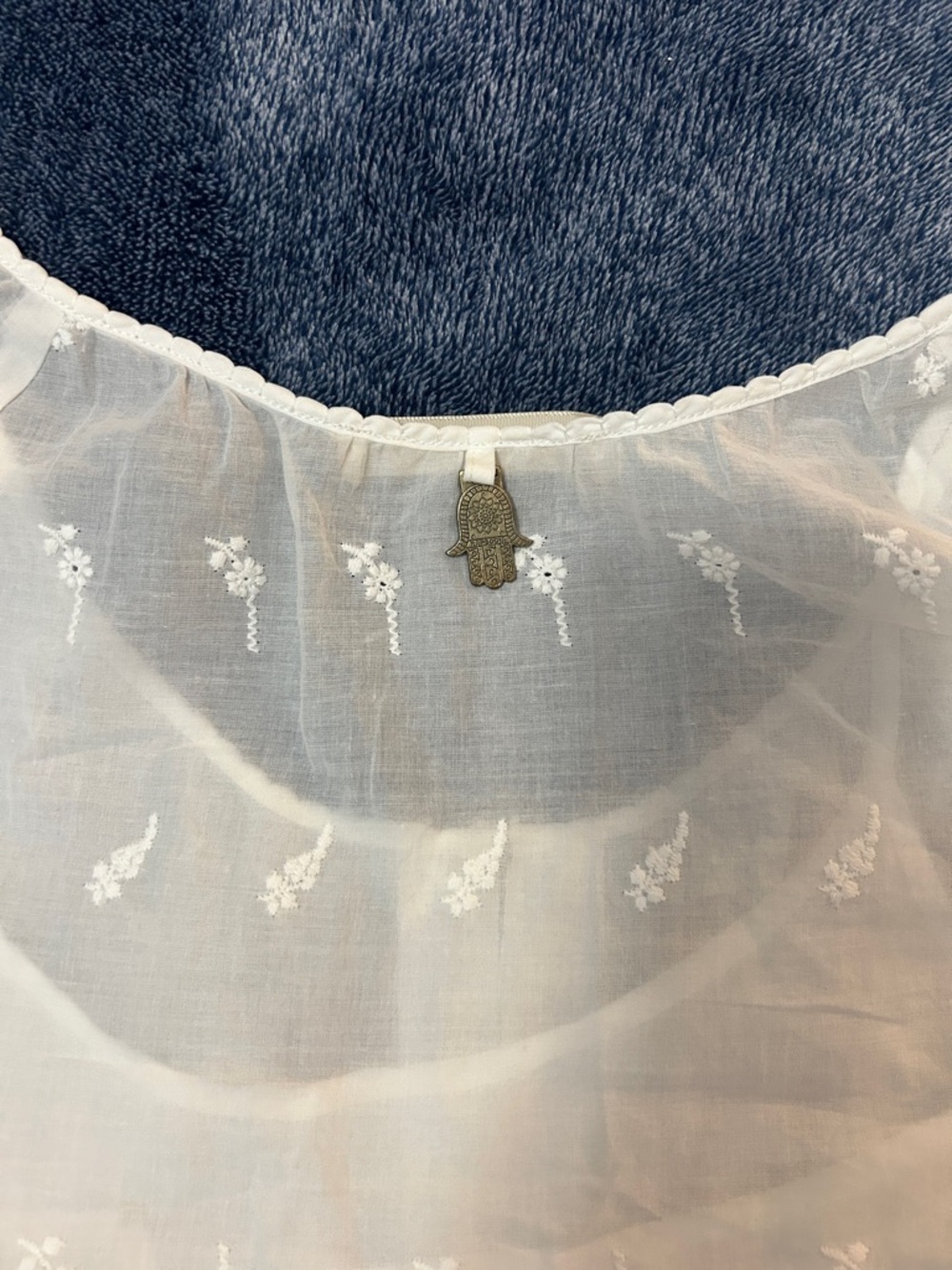 White Eyelet embroidered Drawstring Waist Dress - Picture 8 of 8